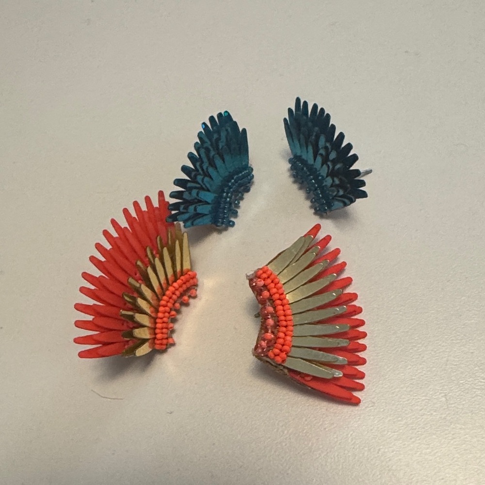 Mignonne Gavigan Red and Blue Feather Earrings